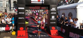Triatlete Karen Steurs komt als 5de over de streep in de Ironman Maastricht in 2017
