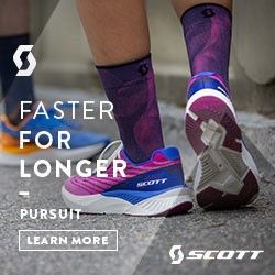Square banner van paarse Scott Pursuit loopschoen ideaal voor triatleten op 3athlon.be