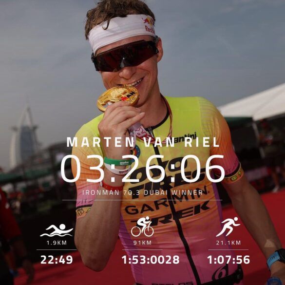 Belgische triatleet Marten Van Riel zette met 3u26 een supersnelle tijd neer in de 70.3 Ironman Dubai