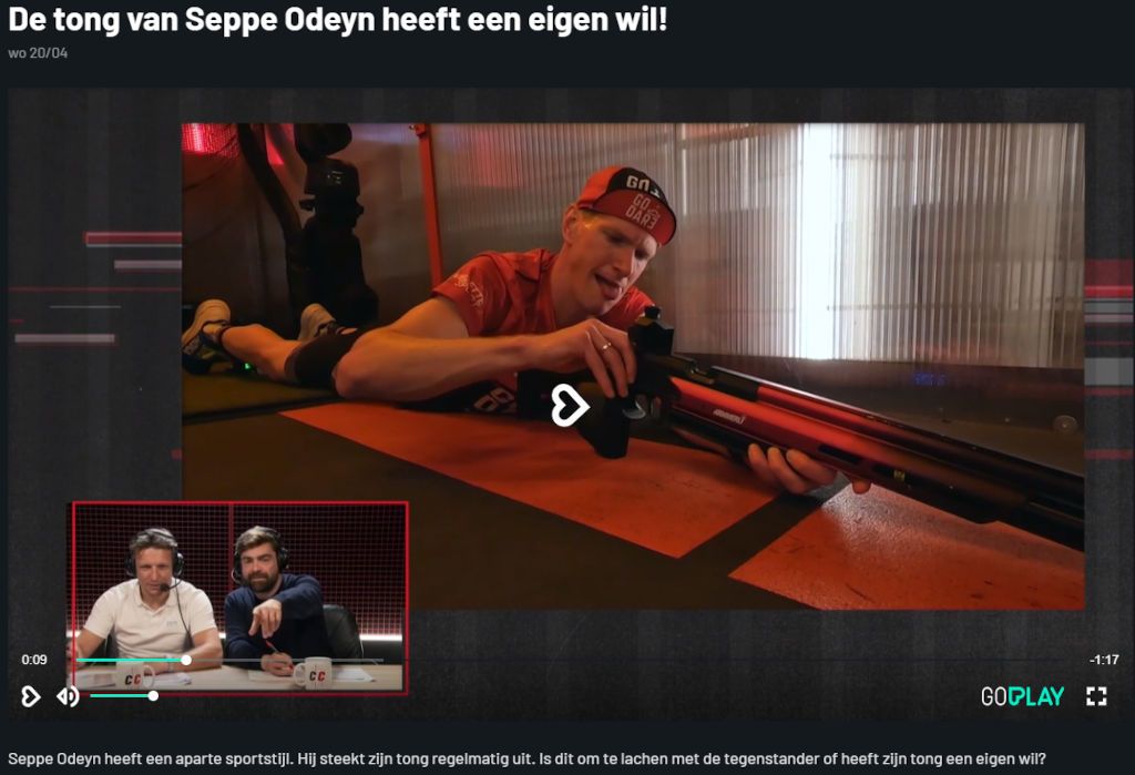 De tong van Seppe Odeyn lijkt een eigen leven te leiden in de Container Cup