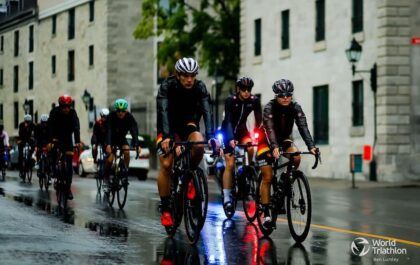 Triatleten verkennen het WK-parcours in Montreal in de regen (foto: World Triathlon/Ben Lumley)
