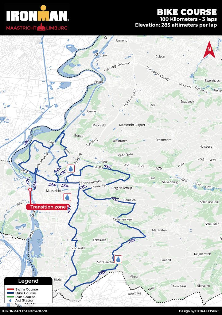 Het nieuwe fietsparcours van Ironman Maastricht, de zuidlus richting de Belgische grens aan de Voerstreek