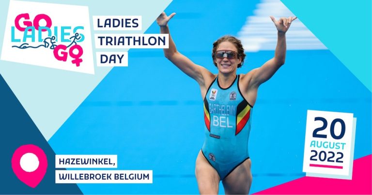 De affiche van de Go Ladies Go triathlon day met Valerie Barthelemy