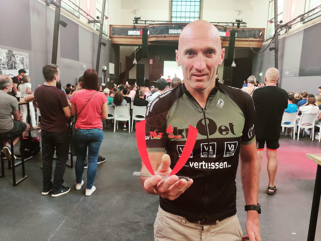 Benny Peeters won de M50 age group in de 70.3 Ironman Maastricht (foto: 3athlon.be)
