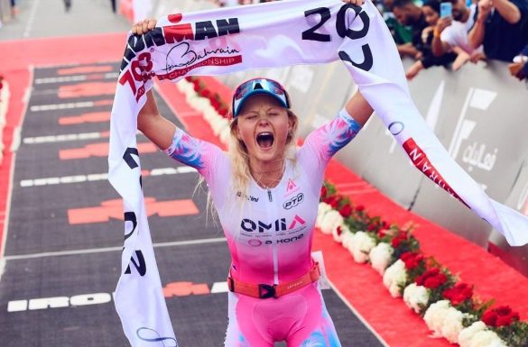 Marjolaine Pierré wint verrassend de 70.3 Ironman Bahrein (foto: Instagram MArjolaine Pierré/James Mitchell RR)