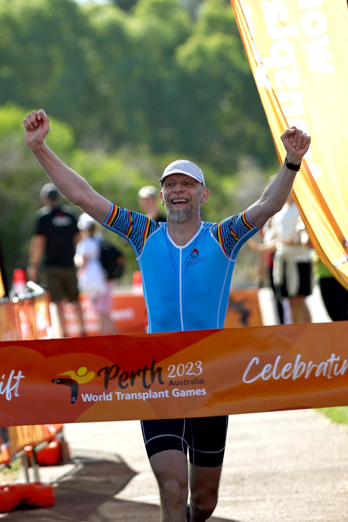 Erik Van Rompaye pakt wereldtitel triatlon op World Transplant Games in Perth (foto: Erik Van Rompaye RR)