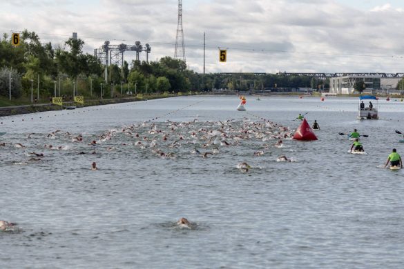 Het zwemparcours van de Challenge Esprit Montreal triatlon (foto: Esprit Montreal triatlon/Tasso Varvarikos RR)