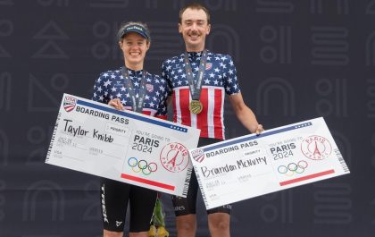Triatlete Taylor Knibb en Brandon McNulty zijn de Amerikaanse kampioenen tijdrijden (foto: USA Cycling/Snowy Mountain Photography)
