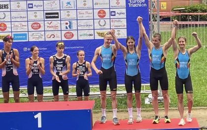 Brons voor de Young Belgian Hammers op het Youth EK triatlon in Banyoles (foto: Greet Cappelle RR)