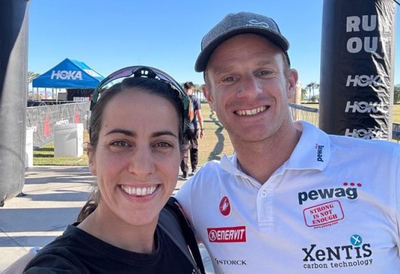 Claire Michel en Christophe De Keyser bij de 70.3 Ironman Indian Wells (foto: Claire Michel RR)