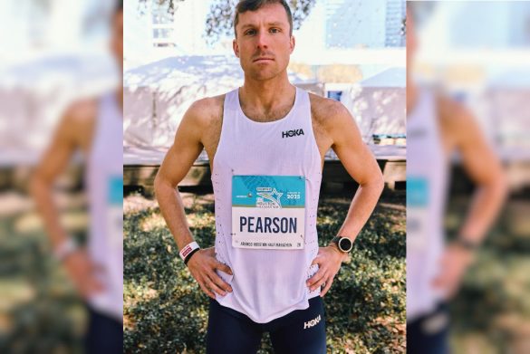 Morgan Pearson liep een 1u01 halve marathon in Houston (foto; Morgan Pearson RR)