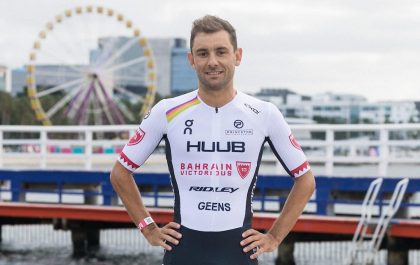 Triatleet Jelle Geens in zijn nieuwe 70.3 Ironman wereldkampioen uitrusting (foto: Jelle Geens/Korupt Vision)