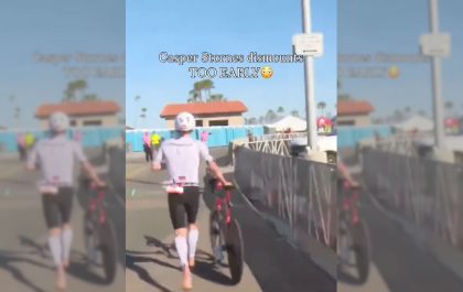 Casper Stornes stapt te vroeg van de fiets in 70.3 Ironman Oceanside (foto: screenshot 3athlon.be)