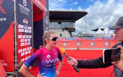 Hanne De Vet in gesprek met 3athlon.nl bij The Championship in Samorin (foto: 3athlon.nl)