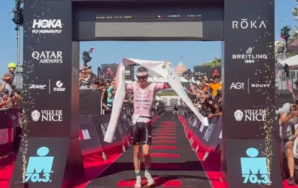 Marten Van Riel wint de 70.3 Ironman Nice (foto: screenshot 3athlon.be)