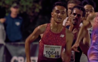 Olympisch kampioen triatlon Alex Yee loopt naar persoonlijk record op 5.000 meter op IFAM meeting in Oordegem (foto: screenshot 3athlon.be)