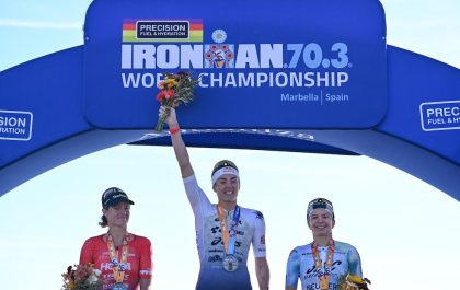 Het podium van het WK 70.3 Ironman in Marbella (foto: 3athlon.be/David Pintens)