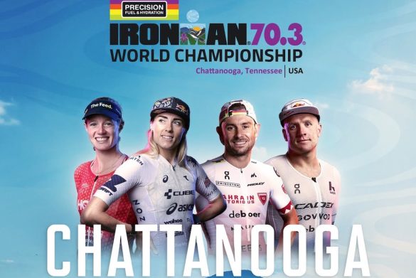 Jelle Geens op de affiche van het WK 70.3 Ironman in 2027 (foto: Ironman)