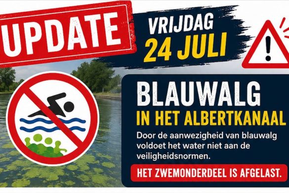 Blauwalg in Albertkanaal, geen zwemmen in Cave Triatlon (foto: Sportevents)