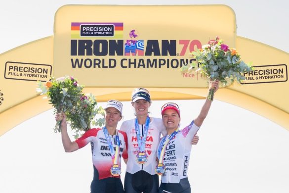 Het vrouwenpodium op het WK 70.3 Ironman in Nice (foto: 3athlon.be/David Pintens)